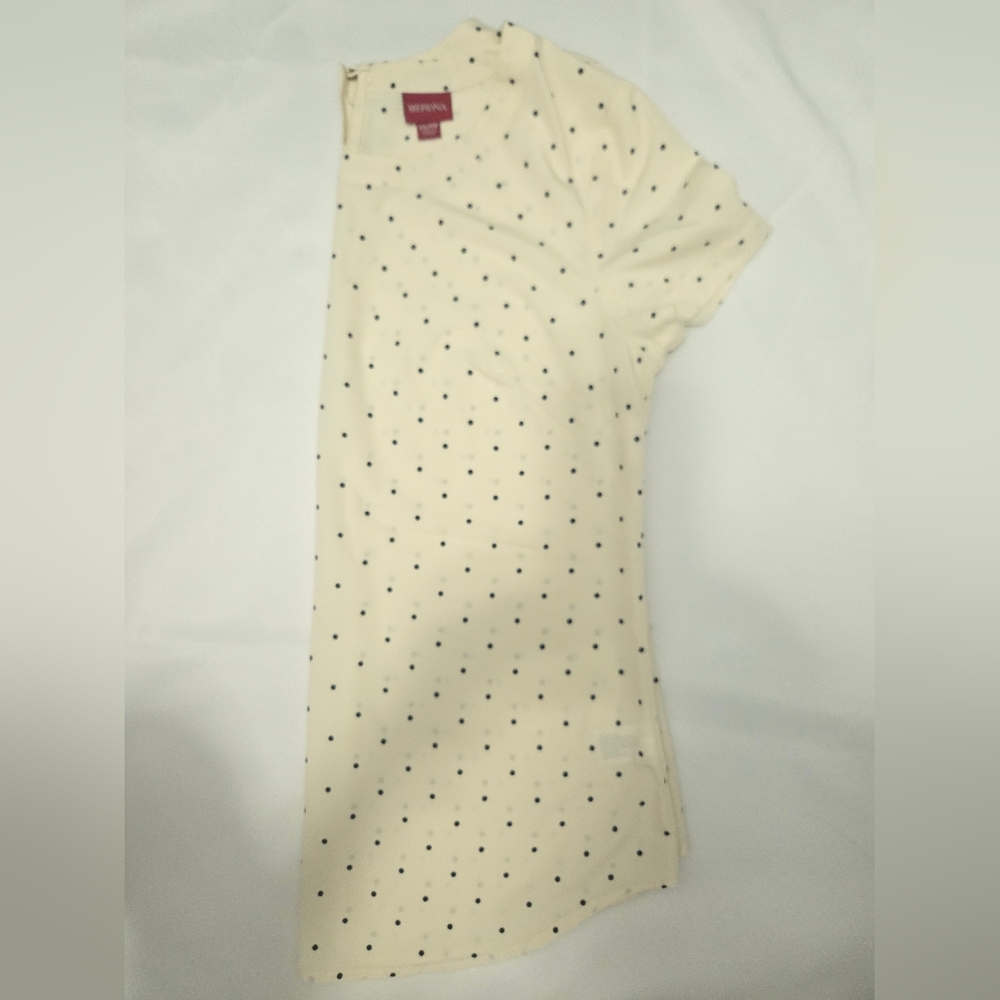 Merona Cream Top with Black Polka Dots